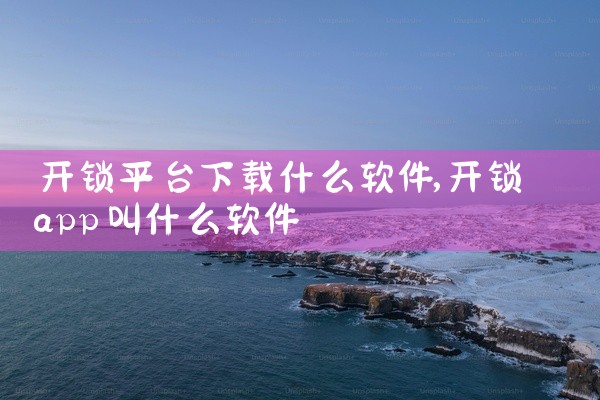 开锁平台下载什么软件