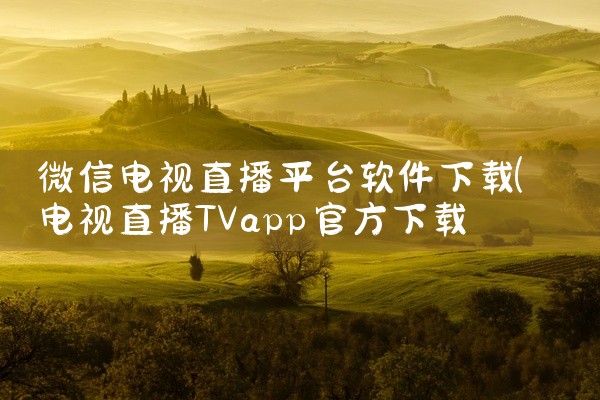 微信电视直播平台软件下载